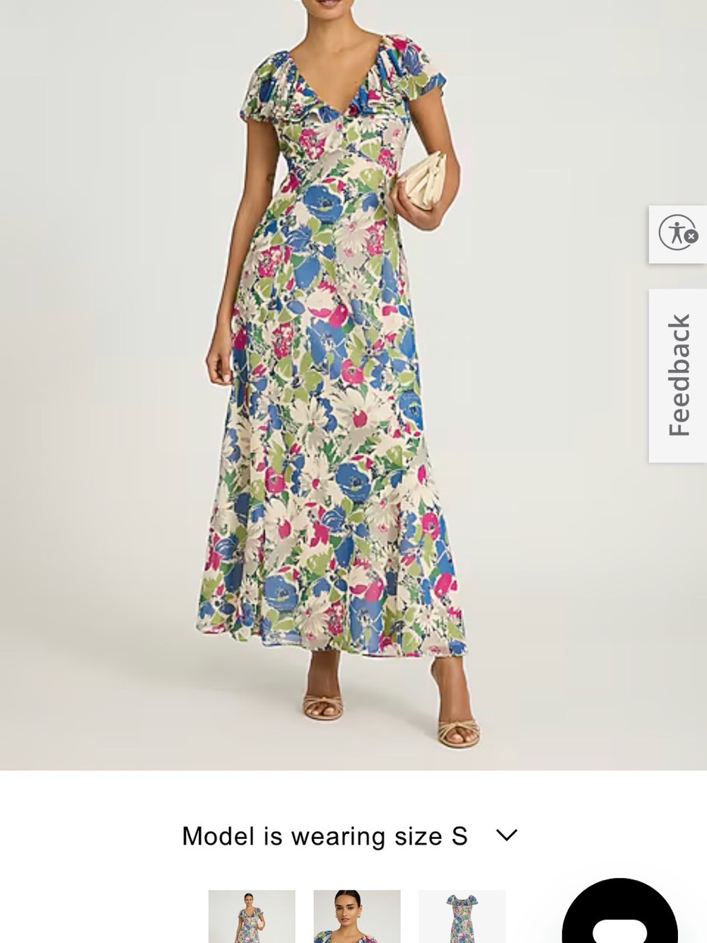 Express Cream Floral Dress with Blue, Pink & Green Print